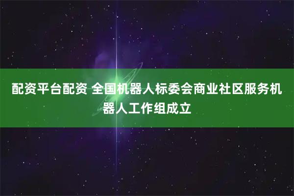 配资平台配资 全国机器人标委会商业社区服务机器人工作组成立